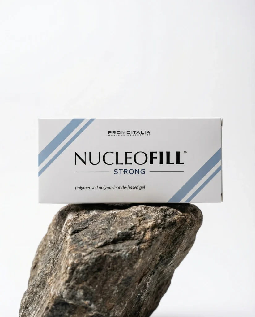 Nucleofill strong 1.5ml skinbooster biostimulator white blue package