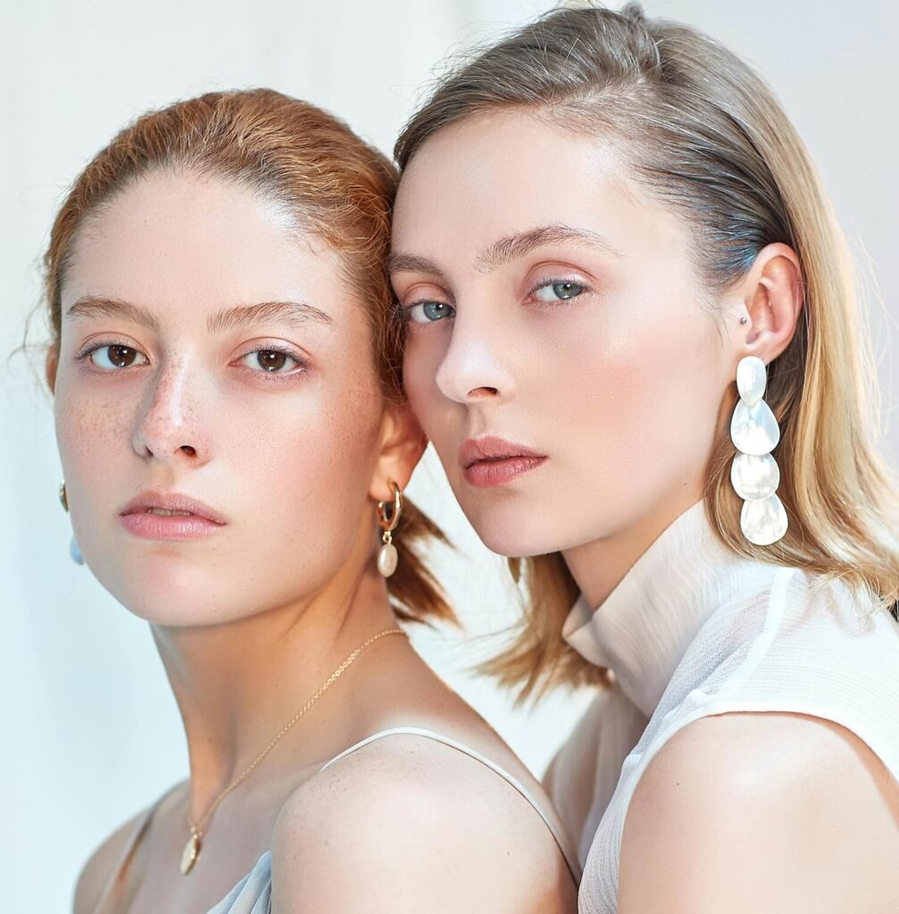 Aesthetic treatment for your skin type. Beautiful ladies with hydrated skin